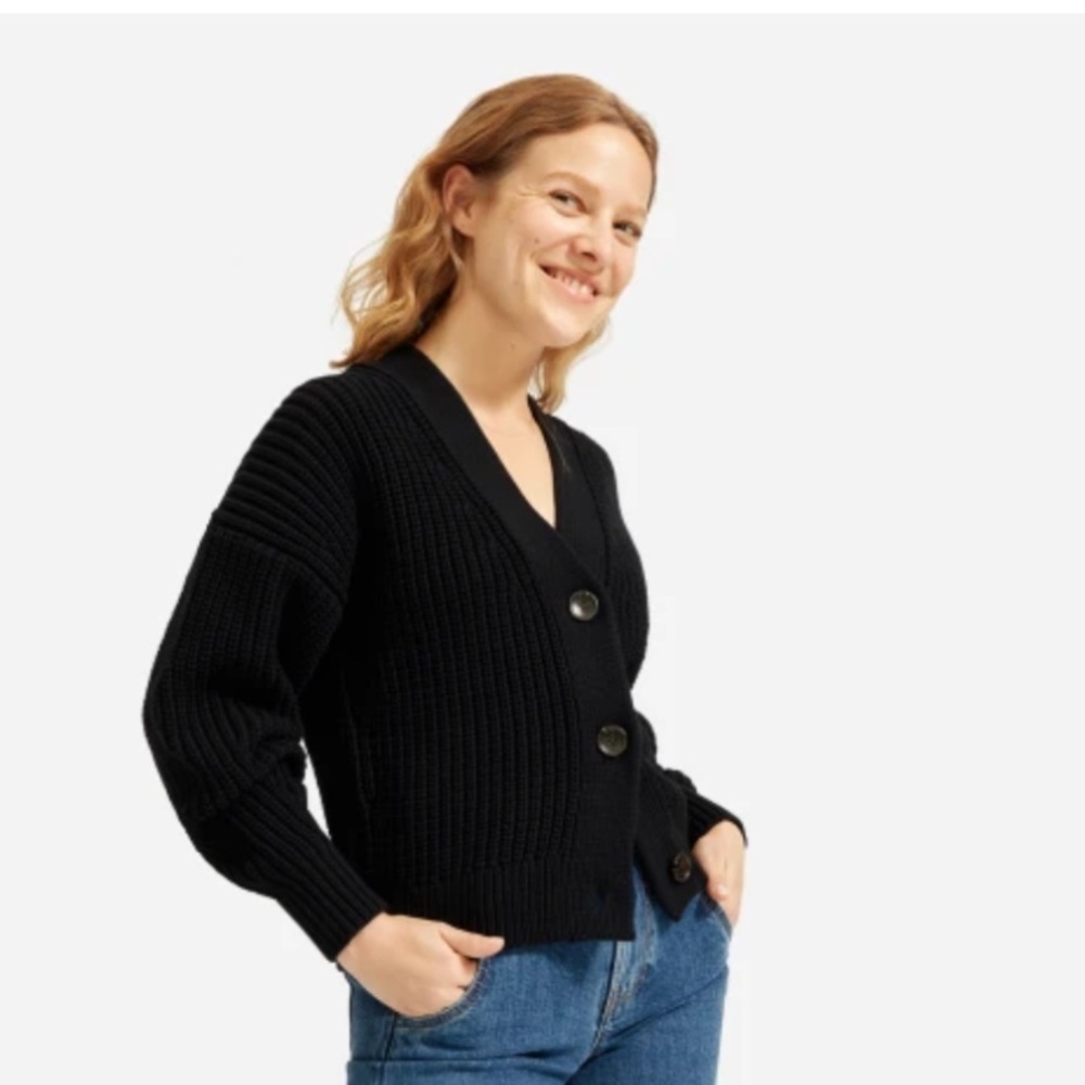 Everlane Textured Cotton Crop Cardigan - XL